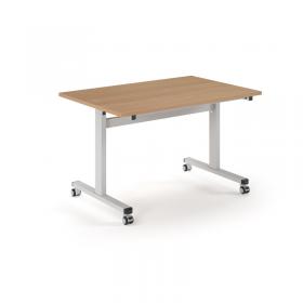Pro Flip Rectangular Table 1200 x 800, White Frame, Beech Top PROFL12-WH-B