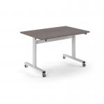 Pro Flip Rectangular Table 1200 x 800, White Frame, Grey Oak Top PROFL12-WH-GO