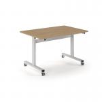 Pro Flip Rectangular Table 1200 x 800, White Frame, Kendal Oak Top PROFL12-WH-KO