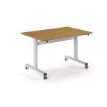 Pro Flip Rectangular Table 1200 x 800, White Frame, Oak Top PROFL12-WH-O