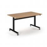 Pro Flip Rectangular Table 1400 x 800, Black Frame, Beech Top PROFL14-K-B