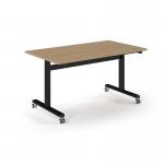 Pro Flip Rectangular Table 1400 x 800, Black Frame, Kendal Oak Top PROFL14-K-KO