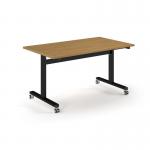 Pro Flip Rectangular Table 1400 x 800, Black Frame, Oak Top PROFL14-K-O