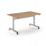 Pro Flip Rectangular Table 1400 x 800, Silver Frame, Beech Top PROFL14-S-B