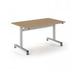 Pro Flip Rectangular Table 1400 x 800, Silver Frame, Kendal Oak Top PROFL14-S-KO