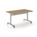 Pro Flip Rectangular Table 1400 x 800, Silver Frame, Kendal Oak Top PROFL14-S-KO
