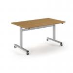 Pro Flip Rectangular Table 1400 x 800, Silver Frame, Oak Top PROFL14-S-O