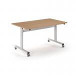 Pro Flip Rectangular Table 1400 x 800, White Frame, Beech Top PROFL14-WH-B