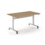 Pro Flip Rectangular Table 1400 x 800, White Frame, Kendal Oak Top PROFL14-WH-KO