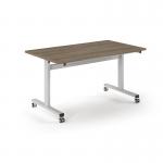 Pro Flip Rectangular Table 1400 x 800, White Frame, Nebraska Oak Top PROFL14-WH-NO