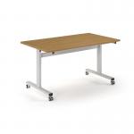 Pro Flip Rectangular Table 1400 x 800, White Frame, Oak Top PROFL14-WH-O
