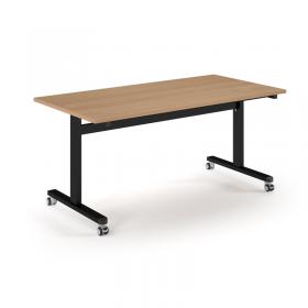 Pro Flip Rectangular Table 1600 x 800, Black Frame, Beech Top PROFL16-K-B