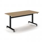 Pro Flip Rectangular Table 1600 x 800, Black Frame, Kendal Oak Top PROFL16-K-KO