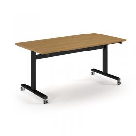 Pro Flip Rectangular Table 1600 x 800, Black Frame, Oak Top PROFL16-K-O