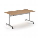 Pro Flip table 1600x 800 silver frame - beech top PROFL16-S-B