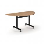 Pro Flip Semi-Circular Table 1600 x 800, Black, Beech Top PROFL16S-K-B