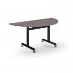 Pro Flip Semi-Circular Table 1600 x 800, Black, Grey Oak Top PROFL16S-K-GO