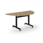 Pro Flip Semi-Circular Table 1600 x 800, Black, Kendal oak Top PROFL16S-K-KO