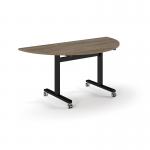 Pro Flip Semi-Circular Table 1600 x 800, Black, Nebraska Oak Top PROFL16S-K-NO