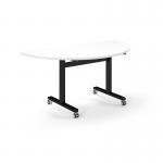 Pro Flip Semi-Circular Table 1600 x 800, Black, White Top PROFL16S-K-WH
