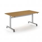 Pro Flip table 1600x 800 silver frame - oak top PROFL16-S-O