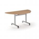 Pro Flip Semi-Circular Table 1600 x 800, Silver, Beech Top PROFL16S-S-B