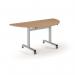 Pro Flip Semi-Circular Table 1600 x 800, Silver, Beech Top PROFL16S-S-B
