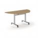 Pro Flip Semi-Circular Table 1600 x 800, Silver, Kendal oak Top PROFL16S-S-KO