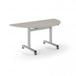 Pro Flip Semi-Circular Table 1600 x 800, Silver, Light Grey Top PROFL16S-S-LG