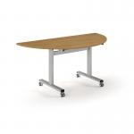 Pro Flip Semi-Circular Table 1600 x 800, Silver, Oak Top PROFL16S-S-O