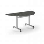 Pro Flip Semi-Circular Table 1600 x 800, Silver, Onyx Grey Top PROFL16S-S-OG