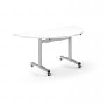 Pro Flip Semi-Circular Table 1600 x 800, Silver, White Top PROFL16S-S-WH