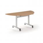 Pro Flip Semi-Circular Table 1600 x 800, White, Beech Top PROFL16S-WH-B