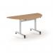 Pro Flip Semi-Circular Table 1600 x 800, White, Beech Top PROFL16S-WH-B