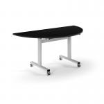 Pro Flip Semi-Circular Table 1600 x 800, White, Black Top PROFL16S-WH-BK