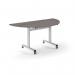 Pro Flip Semi-Circular Table 1600 x 800, White, Grey Oak Top PROFL16S-WH-GO