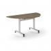 Pro Flip Semi-Circular Table 1600 x 800, White, Nebraska Oak Top PROFL16S-WH-NO
