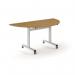 Pro Flip Semi-Circular Table 1600 x 800, White, Oak Top PROFL16S-WH-O