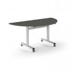 Pro Flip Semi-Circular Table 1600 x 800, White, Onyx Grey Top PROFL16S-WH-OG