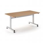 Pro Flip Rectangular Table 1600 x 800, White Frame, Beech Top PROFL16-WH-B