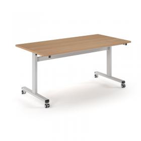 Pro Flip Rectangular Table 1600 x 800, White Frame, Beech Top PROFL16-WH-B