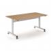 Pro Flip Rectangular Table 1600 x 800, White Frame, Beech Top PROFL16-WH-B