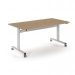 Pro Flip Rectangular Table 1600 x 800, White Frame, Kendal Oak Top PROFL16-WH-KO