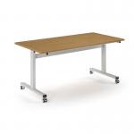 Pro Flip Rectangular Table 1600 x 800, White Frame, Oak Top PROFL16-WH-O