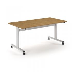 Pro Flip Rectangular Table 1600 x 800, White Frame, Oak Top PROFL16-WH-O