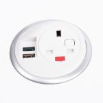 Pixel in-surface power module 1 x UK socket, 1 x TUF (A&C connectors) USB charger - white PX-1-WH