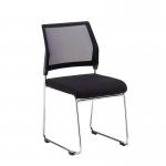 Quavo black mesh back multi-purpose chair with black fabric seat and chrome wire frame (pack of 4) QVO40005-K