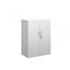Duo double door cupboard 1090mm high with 2 shelves - white R1090DD-WH