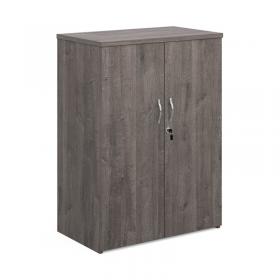 Universal double door cupboard 1090mm high with 2 shelves - grey oak R1090DGO