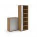 Universal single door tambour cupboard 1090mm high with 2 shelves - oak with silver door R1090TCO